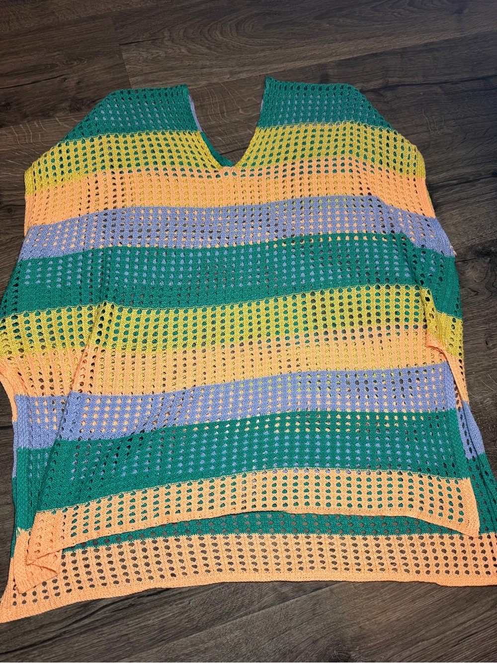 Open Knit Striped V-Neck Tank